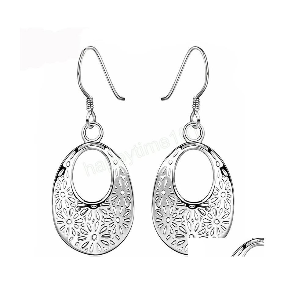 

Dangle Chandelier 925 Sterling Sier Patterned Oval Dangle Earrings Charm Women Jewelry Fashion Wedding Engagement Party Gift Drop D Dhqop