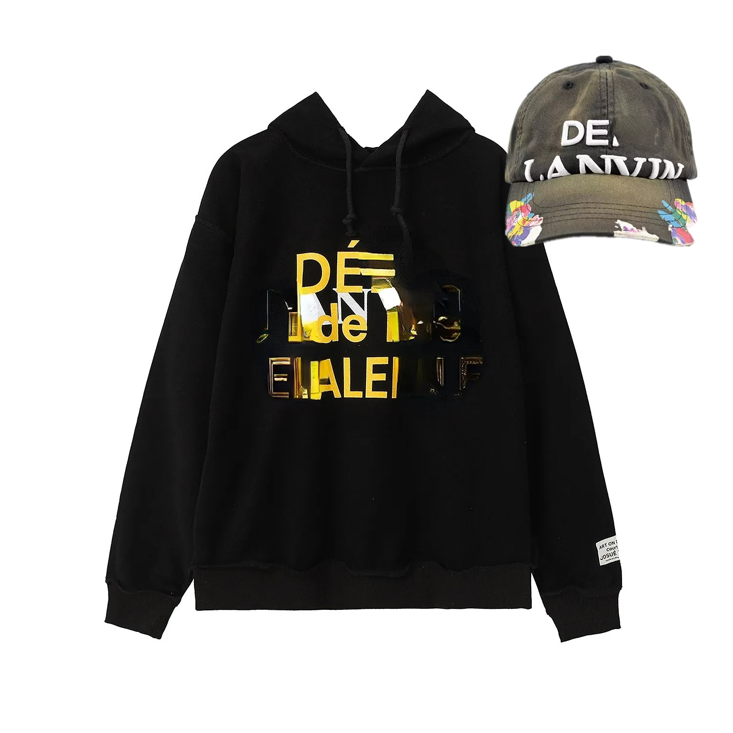 

Fashion Casual Hoodies Sweatshirts with Ball Caps Hip Hop Graffiti Hat Printed Hoodie for Men and Women, Aspic