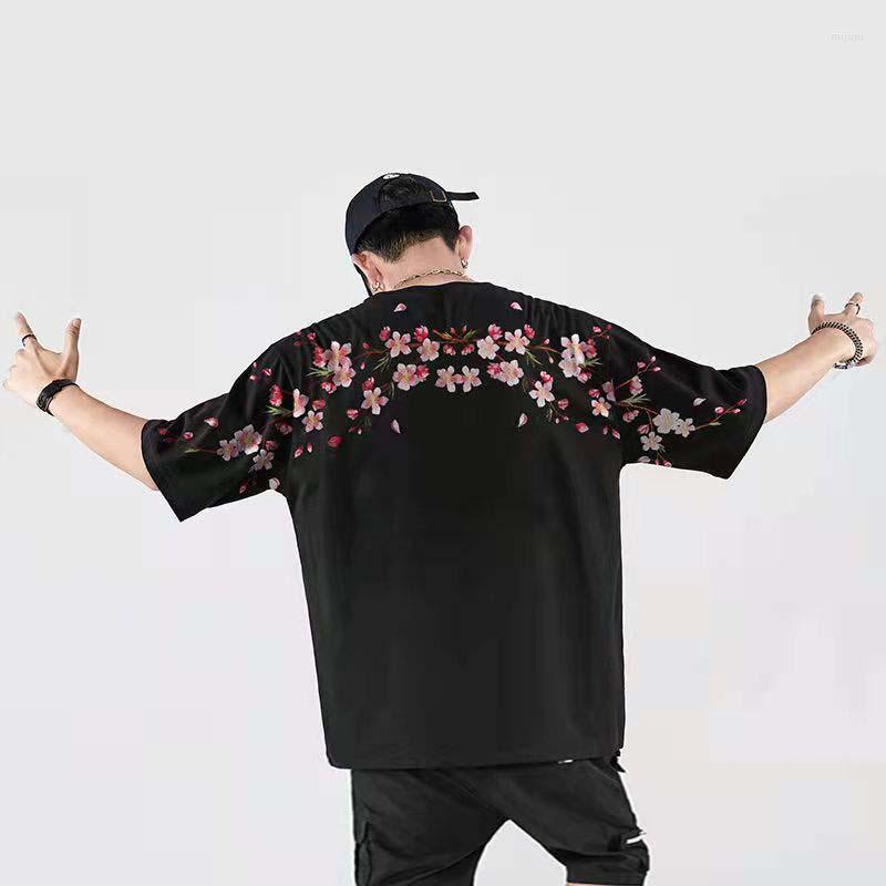 

Men's T Shirts Summer Korean Version Of The Hong Kong Style Ins Short-sleeved Loose Wild Round Neck Japanese National Tide Embroidery Mid, Black