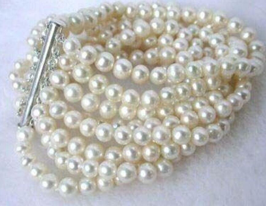 

Fashion Jewelry 8 rows 6-7mm white fresh water pearl bracelet 7.5 inch