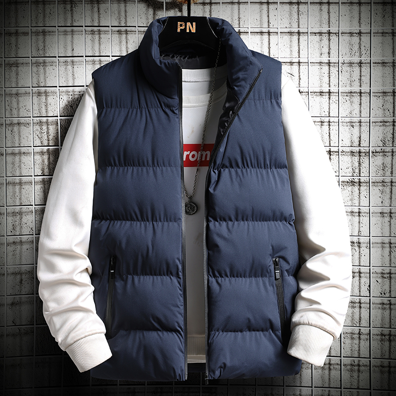 

Men's Vests TFETTERS Brand Oversized Men Vest Autumn Winter Thick Casual Solid Color Vest Sleeveless Stand Collar Outwear Men Clothes 221202, Lightgray