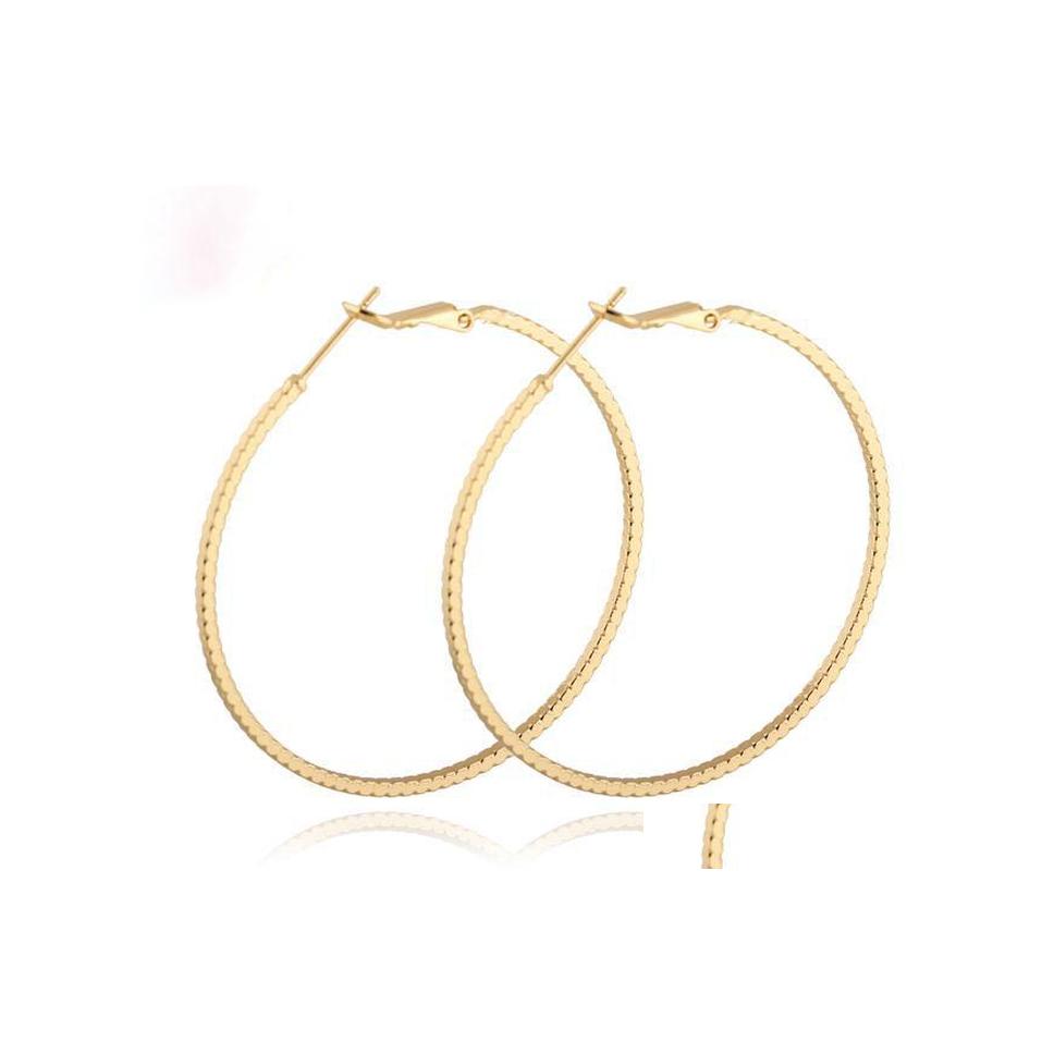 

Dangle Chandelier 50Mm 18 K Plated Gold Huge Fashion Hoop Earrings For Women Drop Delivery Jewelry Dh42U
