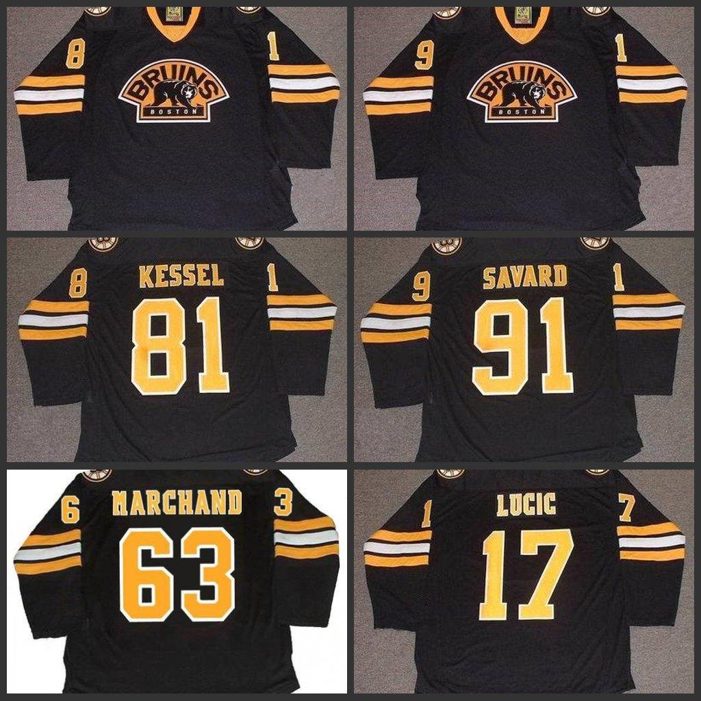 

91 MARC SAVARD 81 PHIL KESSEL 63 BRAD MARCHAND 17 MILAN LUCIC Boston Bruins 2011 CCM Hockey Jersey S-3XL, Black 91