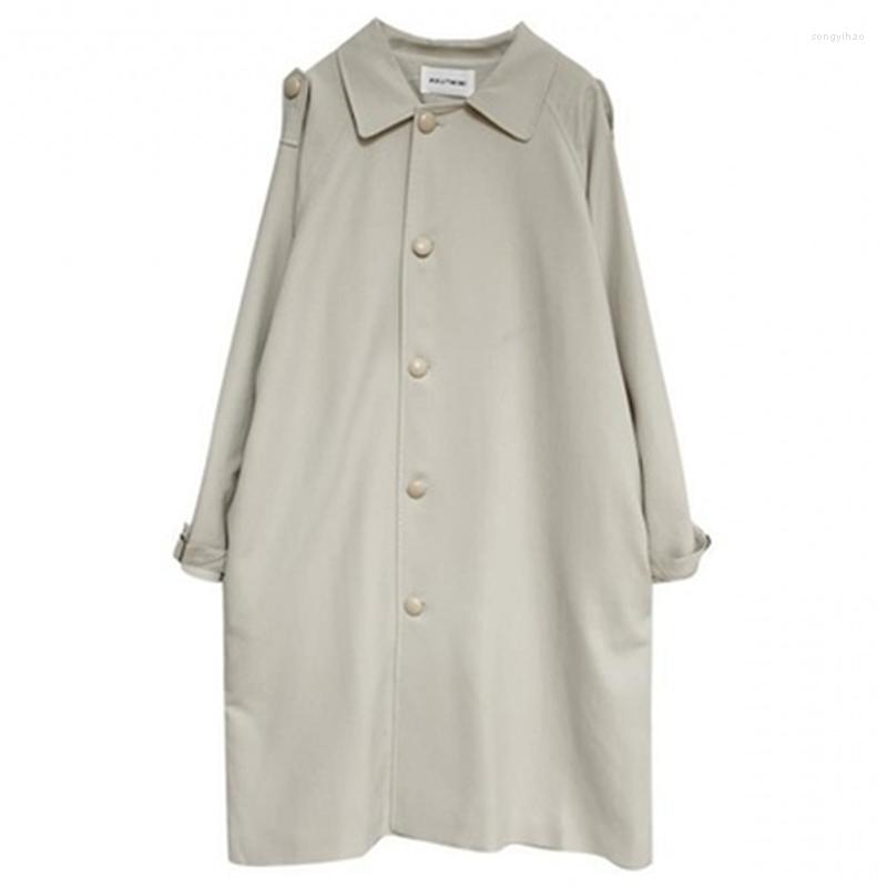 

Women' Trench Coats Single Breasted Womens Windbreaker Spring Autumn Female Coat Loose Large Size Women Outerwear Ladies Long Mujer, Beige