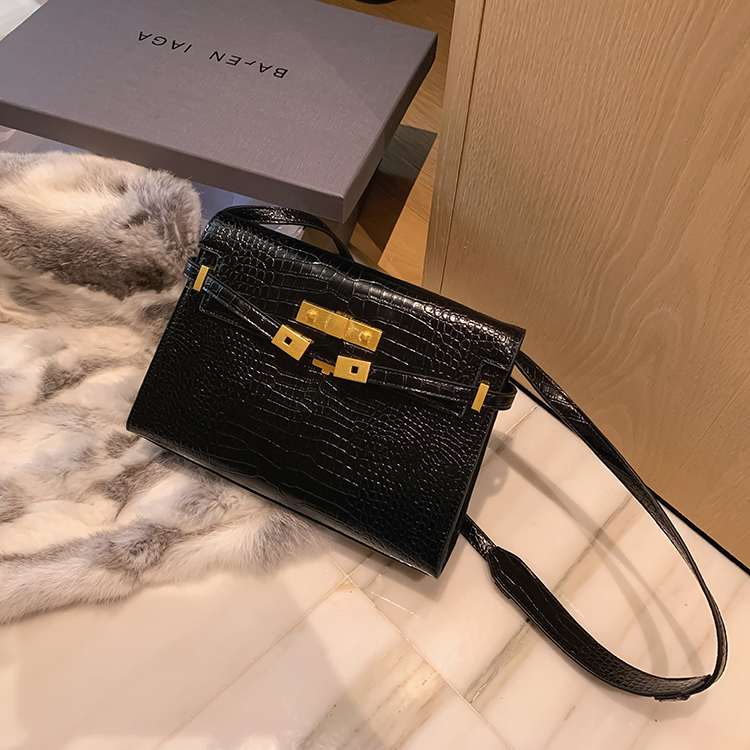 

Woman Handbag Designer Shoulder Bag Top Handle With Strap Crossbody Bags Plain Weave Classic Elegant Grace Crocodile Gold Hardware Totes, Black
