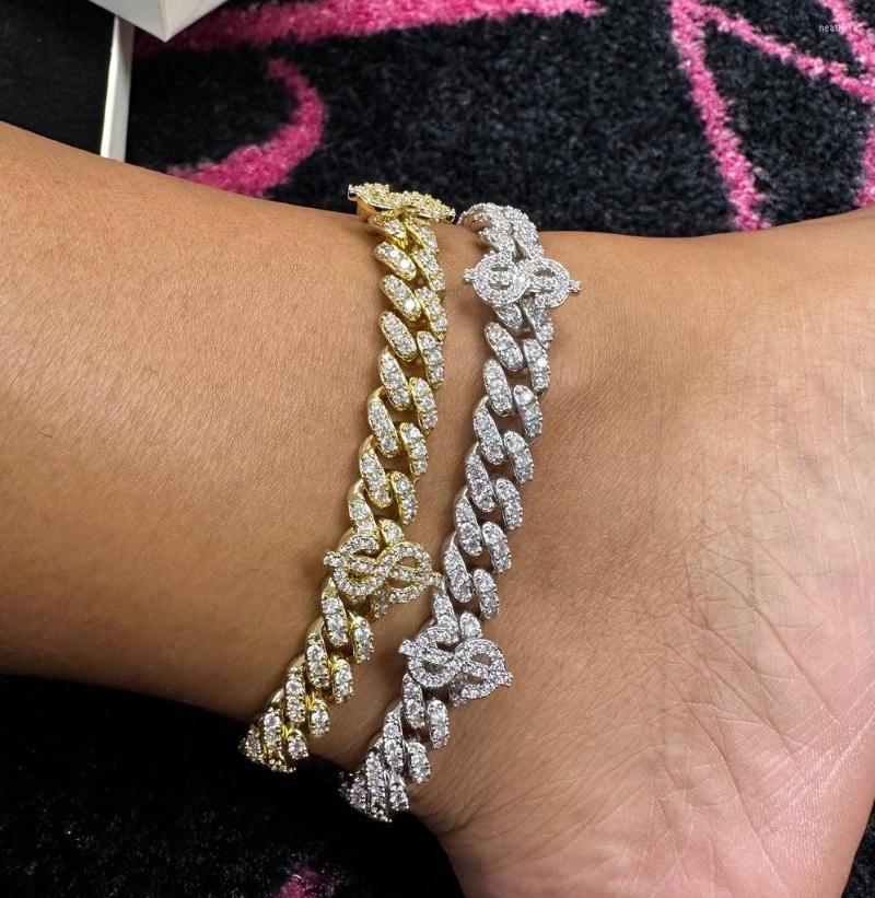 

Anklets 2022 Summer Selling Foot Chain 5A CZ Cubic Zirconia Cuban Link 9" 10" Dollar Sign Charm Women Anklet