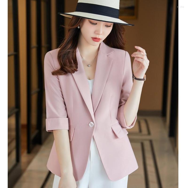 

Women' Suits Spring Summer Fashion Women Blazer Pink Jacket Half Sleeve Ladies Work Business Office Uniform Styles, Black