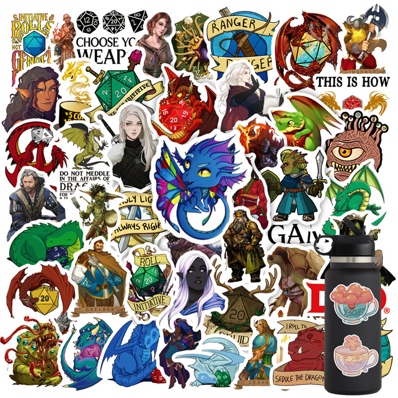 

50PCS Dungeons & Dragons Sticker The Paladin Stickers Book Laptop Guitar Motorcycle Luggage Skateboard DIY Decorative Decal, Multi colors