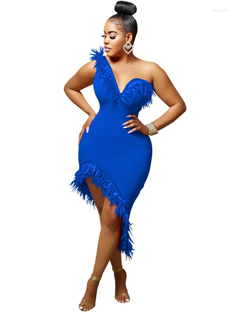 

Ethnic Clothing African Dresses For Women With Feather Fashion Solid Strapless Africa Summer Sexy Elegant Party Dress 2022