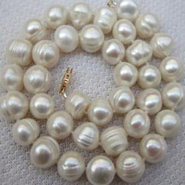 

Fashion Jewelry 11-12mm WHITE BAROQUE PEARL NECKLACE 18INCH