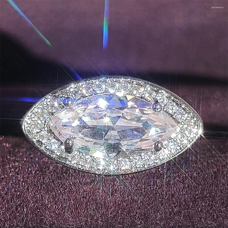 

Wedding Rings 2022 Luxury Marquise Silver Color Designer Engagement Ring Africa Bridal For Women Lady Anniversary Gift Jewelry R5423b