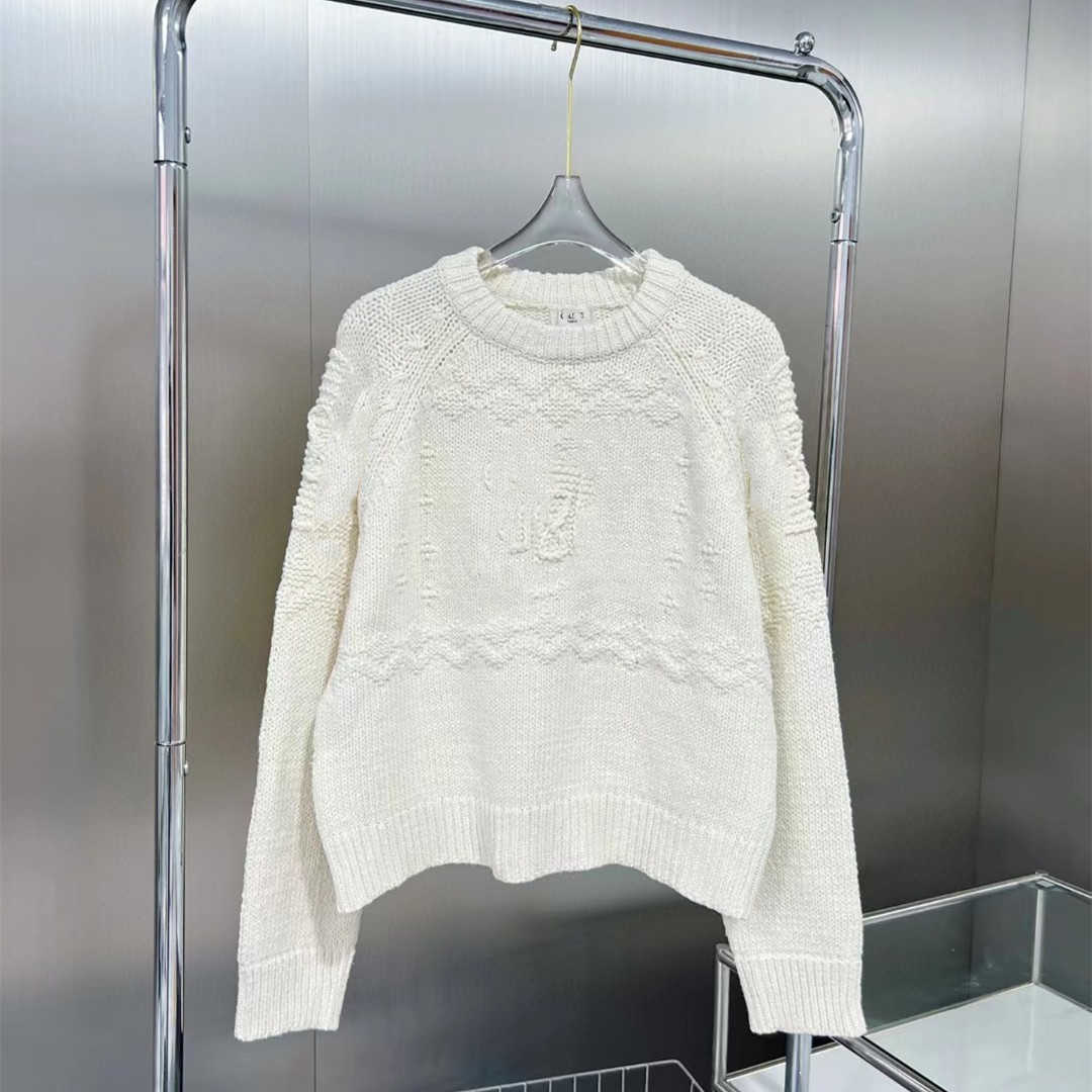 

Women' Jacket Sweater Coat Cell 22FW Celebrity Autumn and Winter White Three-dimensional Jacquard Round Neck Knitting Elegant Class PMBK, Milky white