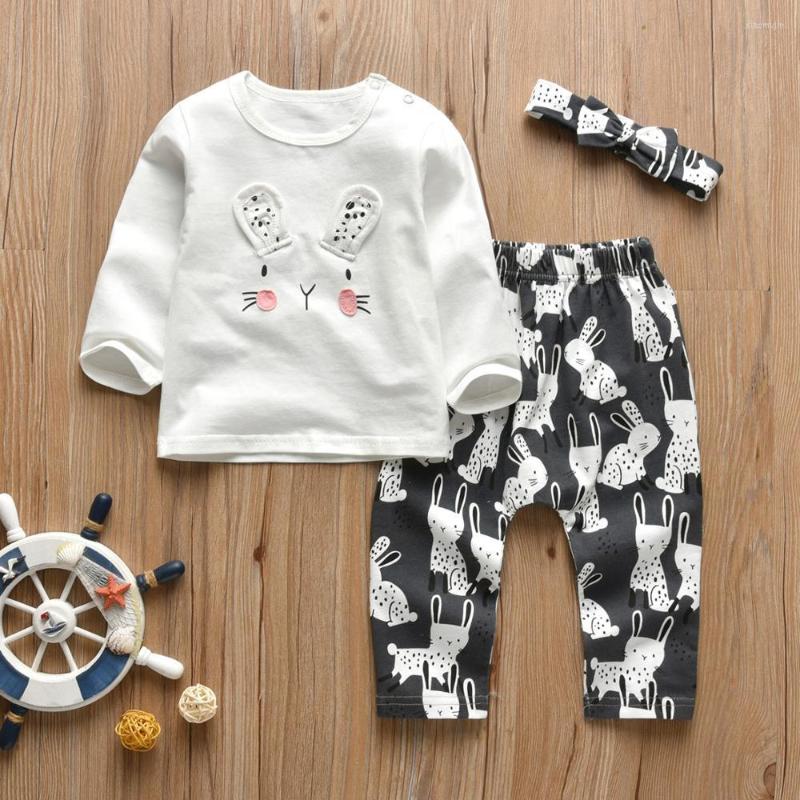 

Clothing Sets 0-24Months Toddler Infant Baby Girls Clothes Set Long Sleeve Top Pants With Hairband Spring Fall Born Outfit For, Beige