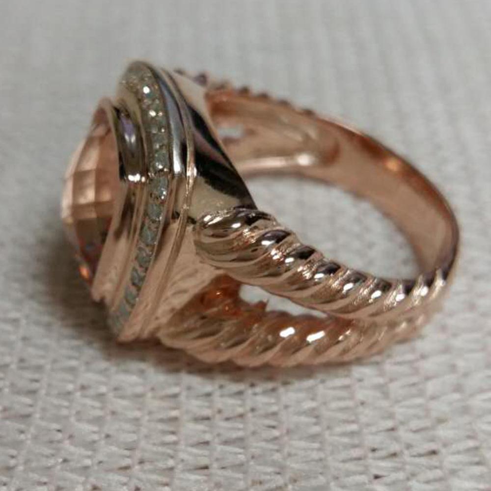 

Solid 925 Sterling Silver 11mm Morganite Rings for Women With 18K Rose Gold Plated Brand Fine Jewelry Birthday Gifts
