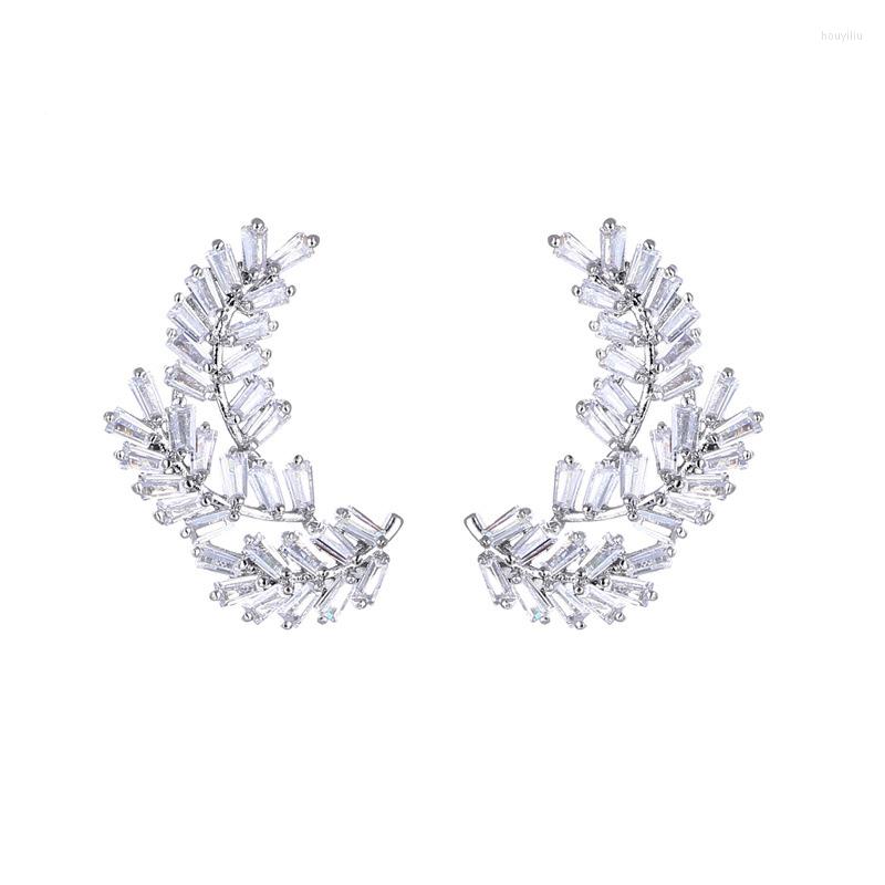 

Stud Earrings High Quality Fashion S925 Silver Needle Leaf Wreath Micro Inlaid 3A CZ Zircons For Women Jewelry