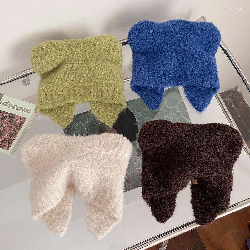 

Berets &Dolphin Women Ins Woolen Tab Hat Big Head Lovley Circumference Pile Hats Winter Autumn Warm Soft Knitted Cap Girls, Black