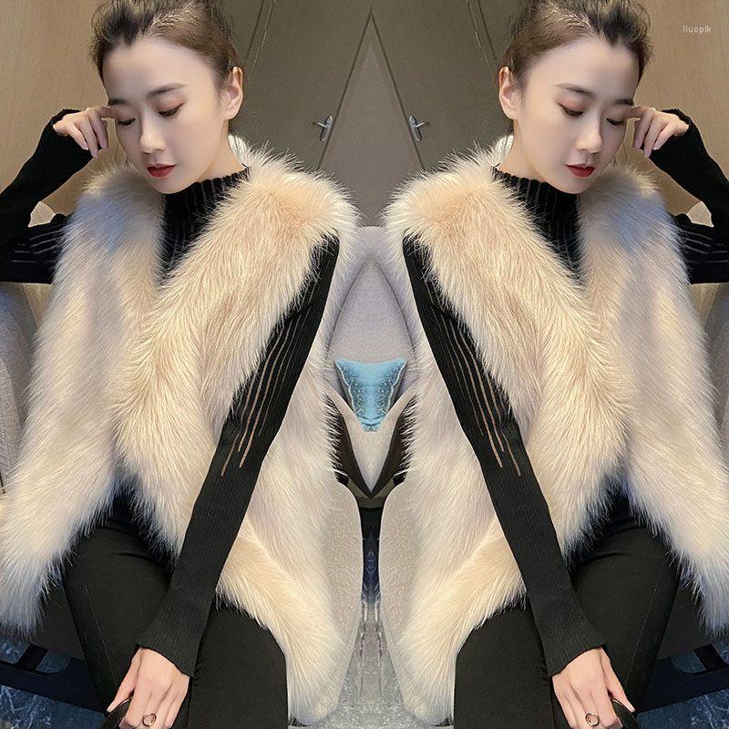 

Women' Vests Fashion Women' Faux Fur Vest Mid Length Coat 2022 Autumn Winter Warm Waistcoat Jacket F9, White