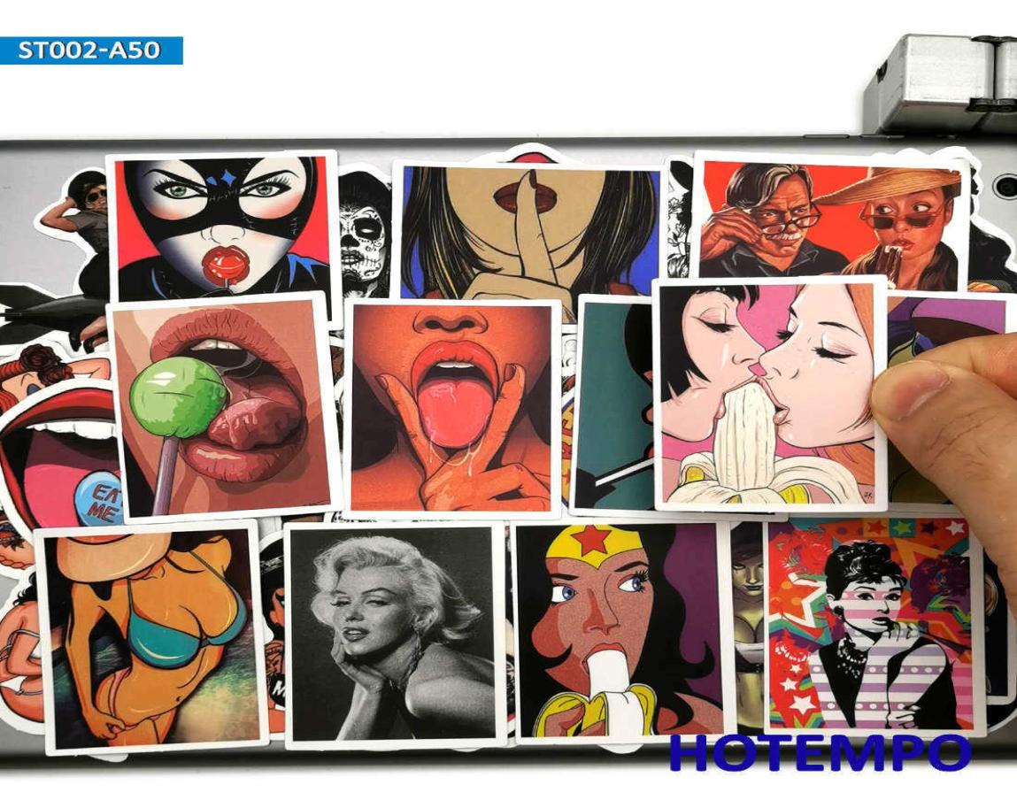 

50pcs Sexy Beauty Pretty Girls Seduction Mix Pattern Decal Stickers Pack for DIY Phone Laptop Luggage Guitar Skateboard Sticker Ca2842195