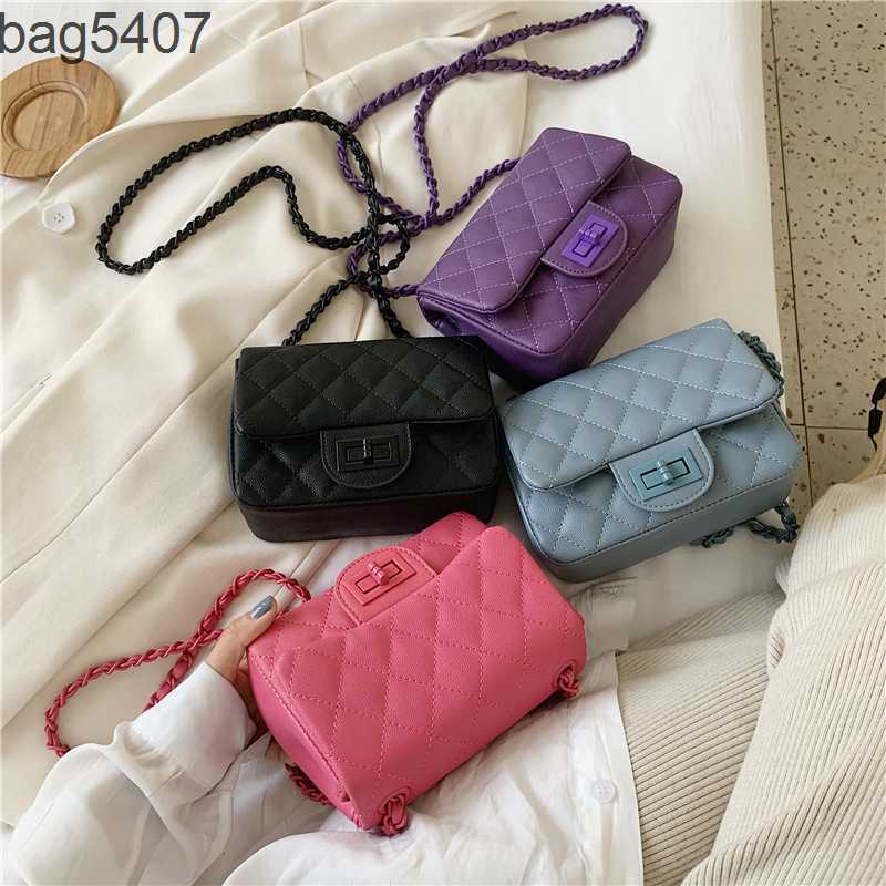 

Luxury Design Bag Ladies Purseshop Wholesale and Retail Bag 2023 New Crossbody Small Fragrant Rhombic Chain Shoulder Korean Lock Buckle Square Women's, Purple