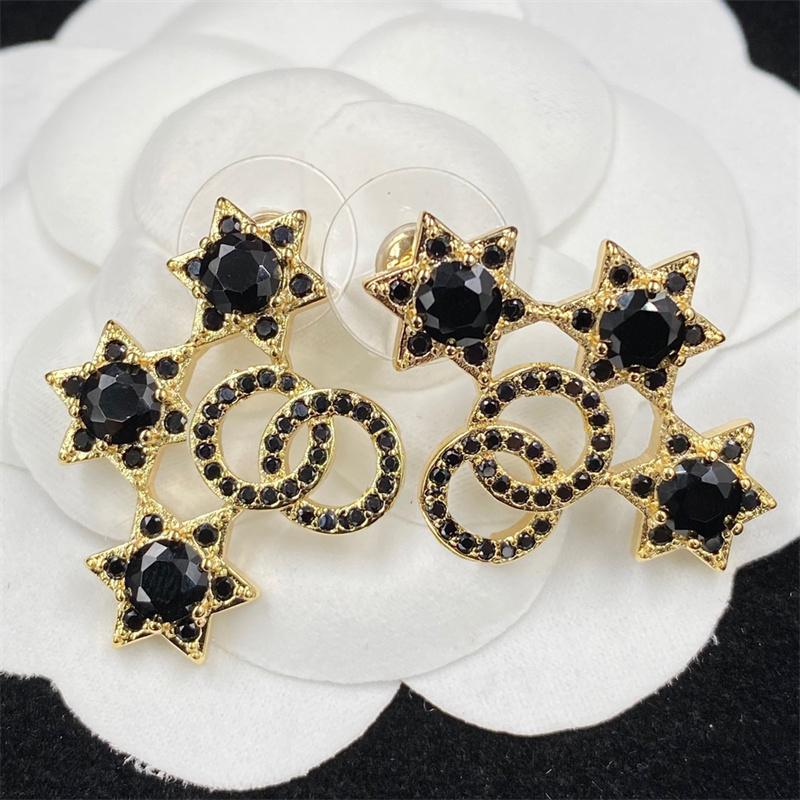 

Charm Black jewel earrings 3 with little stars Womens Luxurys Designers Earring designer jewelry