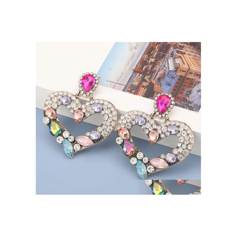 

Dangle Chandelier Fashion Jewelry Geometric Heart Dangle Earrings Colorf Diamond Rhintone Stud Earring Drop Delivery Dhkof