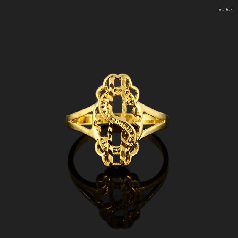 

Wedding Rings Simple Fashion Design Gold Finger For Women Anle 24k Color Jewelry Engagement Party Gifts Mujer Wholesale