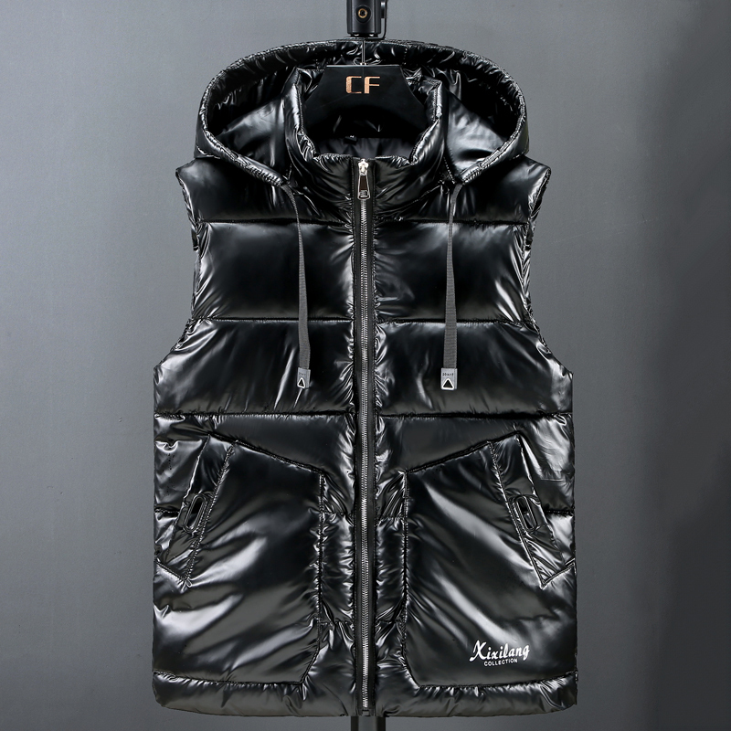 

Men' Vests Autumn Winter Men' Sleeveless Jackets Hooded Casual Zipper Warm Stand Collar Puffer Vest Men Cotton Padded Waistcoat 221202, Silver