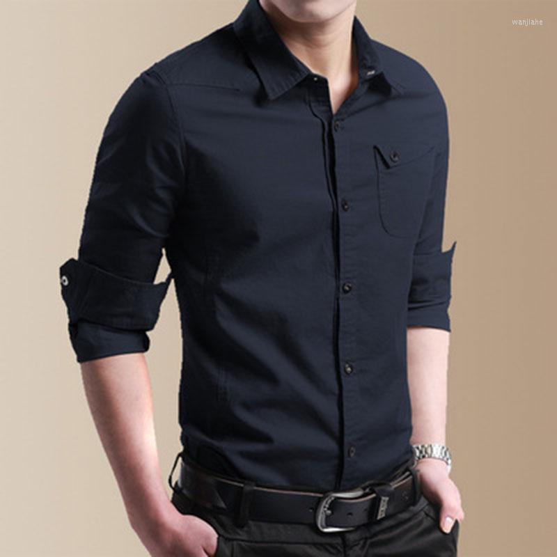 

Men's Casual Shirts Cotton Shirt Men Anti-Wrinkle Botton Up Male Full Sleeve Match Masculine Clothing High Quality Boy Dress, Black