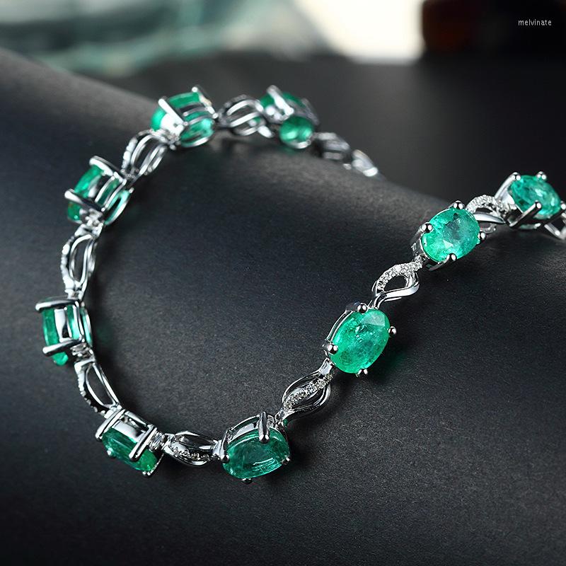 

Link Bracelets Foydjew Color Treasure Jewelry European American Creative Simulated Emerald Chain Silver Wholesale