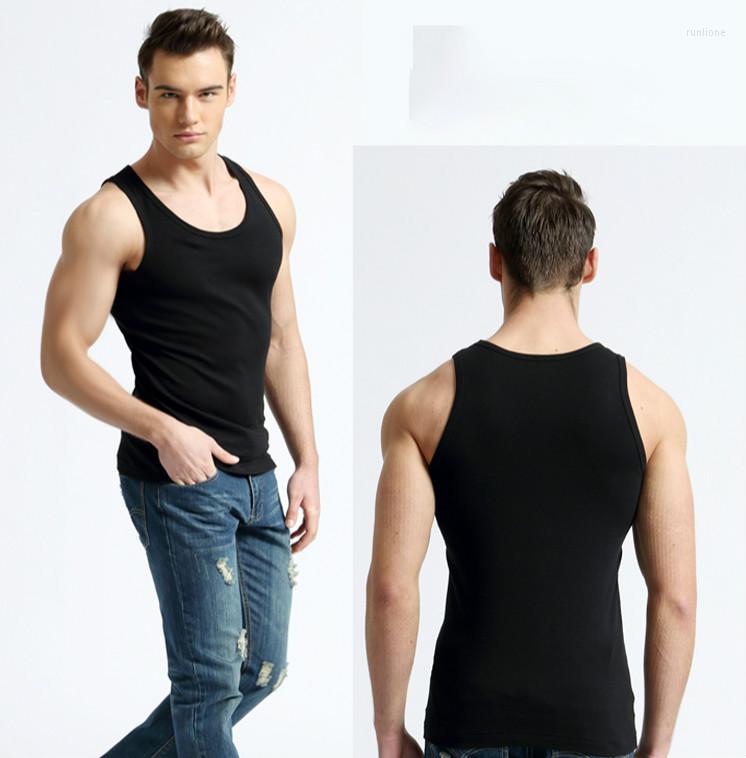 

Men's Tank Tops Men's Underwear Cotton Top Bodybuilding Fitness Muscle Singlet Man's Clothes Sleeveless Slim Fit Vest Men, Black