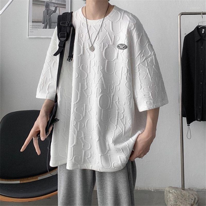 

Men's T Shirts Youth Hong Kong Style Leisure Half Sleeve Clothes Summer Short T-shirt Korean Loose Trend, Black