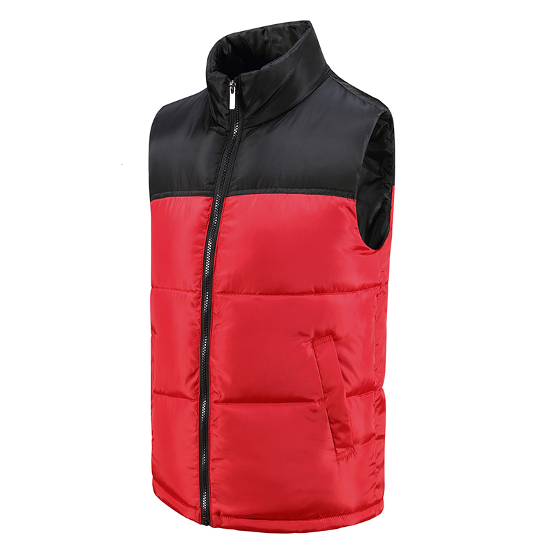 

Men's Vests Autumn Winter Men's Sleeveless Jackets Brand Casual Zipper Patchwork Vest Male Sleeveless Downjacket 221202, Red