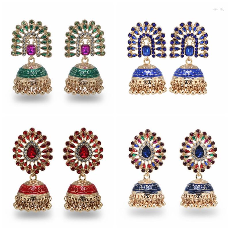 

Dangle Earrings Ethnic Afghan Drop For Women Pendient Colorful Crystal Gyspy Gold Color Bell Ladies Earring Jewelry