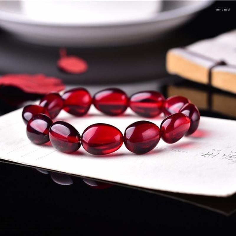

Strand Natural Amber Bracelet Bracelets For Men And Women Original Stone Polished Handmade Grinding Red Jewelry.