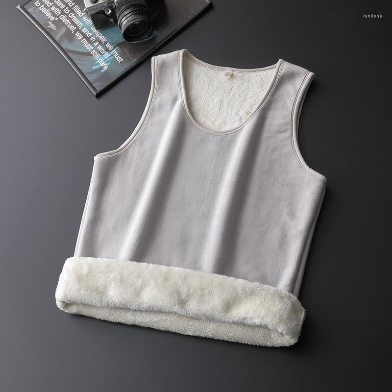 

Men's Tank Tops Winter Fashion Slim Bottoming Vest Men's Sleeveless Thicken Cashmere Fleece Warm Solid Color Simple Casual Basical, Black