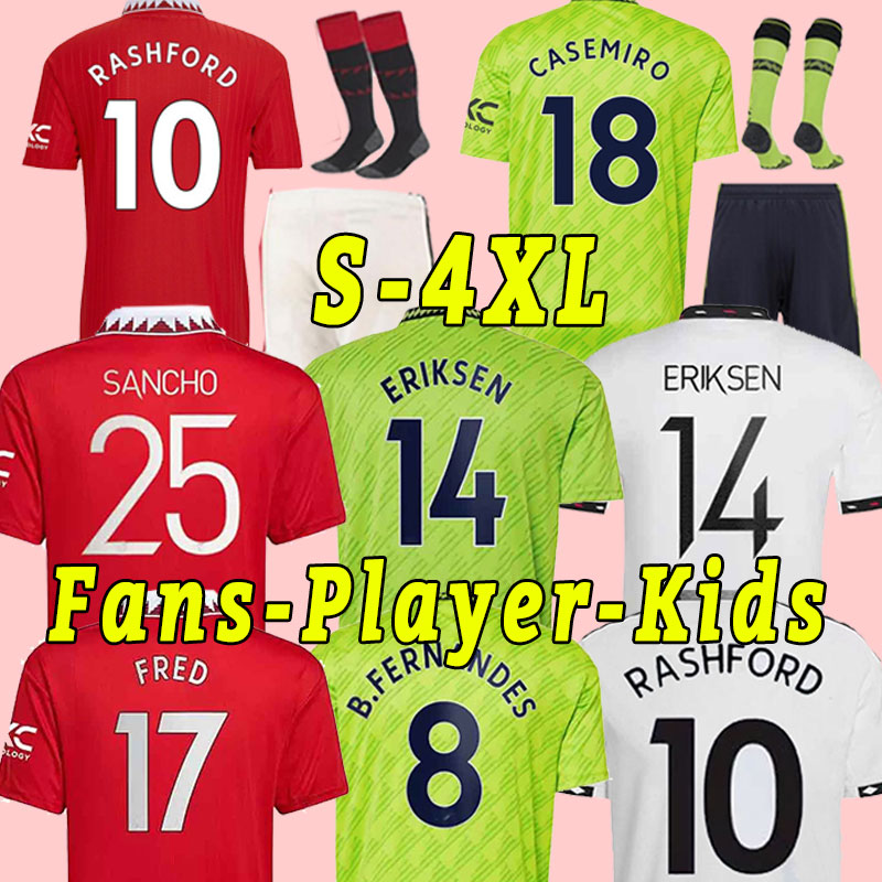 

Fans Player version 22 23 SANCHO soccer jerseys B.FERNANDES MAN RASHFORD football shirt 2022 2023 MARTINEZ FRED MALACIA ERIKSEN MANCHESTER Shaw uTd Full Kit Adult Kid, Home+patch