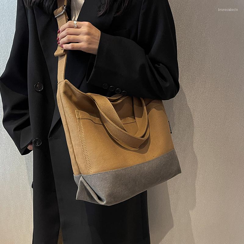 

Evening Bags VeryMeWaterproof Bag Large Capacity Canvas Female Messenger Korean Student Harajuku Japanese One-shoulder Tote, Beige