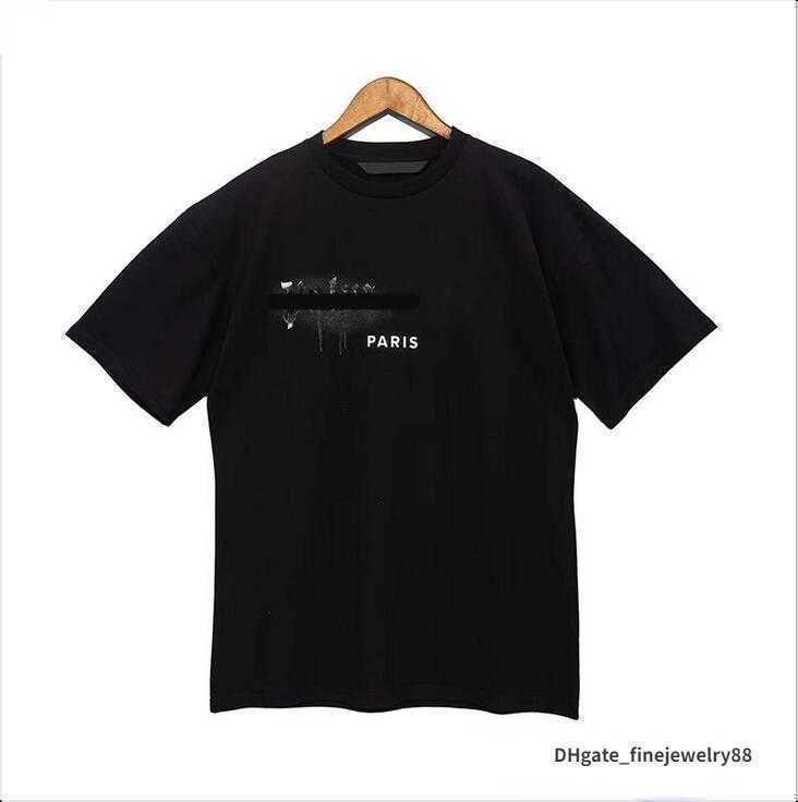 

Men's T shirt Tshirts Palm Palmangel Spray Painted Alphabet Highs Quality Printed Round Neck Short Sleeve Loose Casual Men's and Women's T-shirts Trend fg