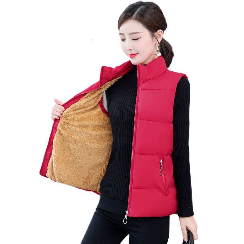 

Women's Vests Autumn Winter Women's Vest Loose Short Down Cotton Vest Waistcoat Coat Women Velvet Thicken Warm Vest Jacket Femal 221202, Black