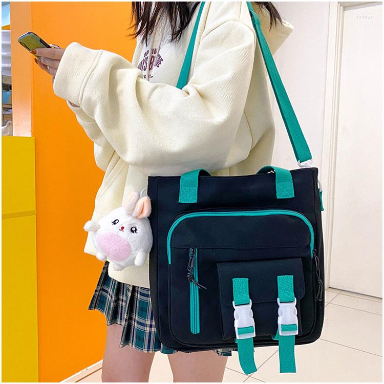 

Evening Bags 2022 College Student Shoulder Fashion Nylon Trend Large Tote Bag Women Girls Class Handbags Crossbody Mochilas Para Mujer, White