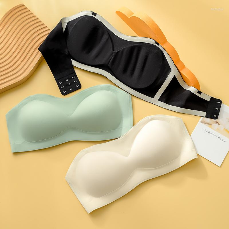 

Bras 2022 Summer Negative Ion Strapless Sexy Seamless Underwear Thin Section Gather Top Support Non-slip Women Bra Pure Color