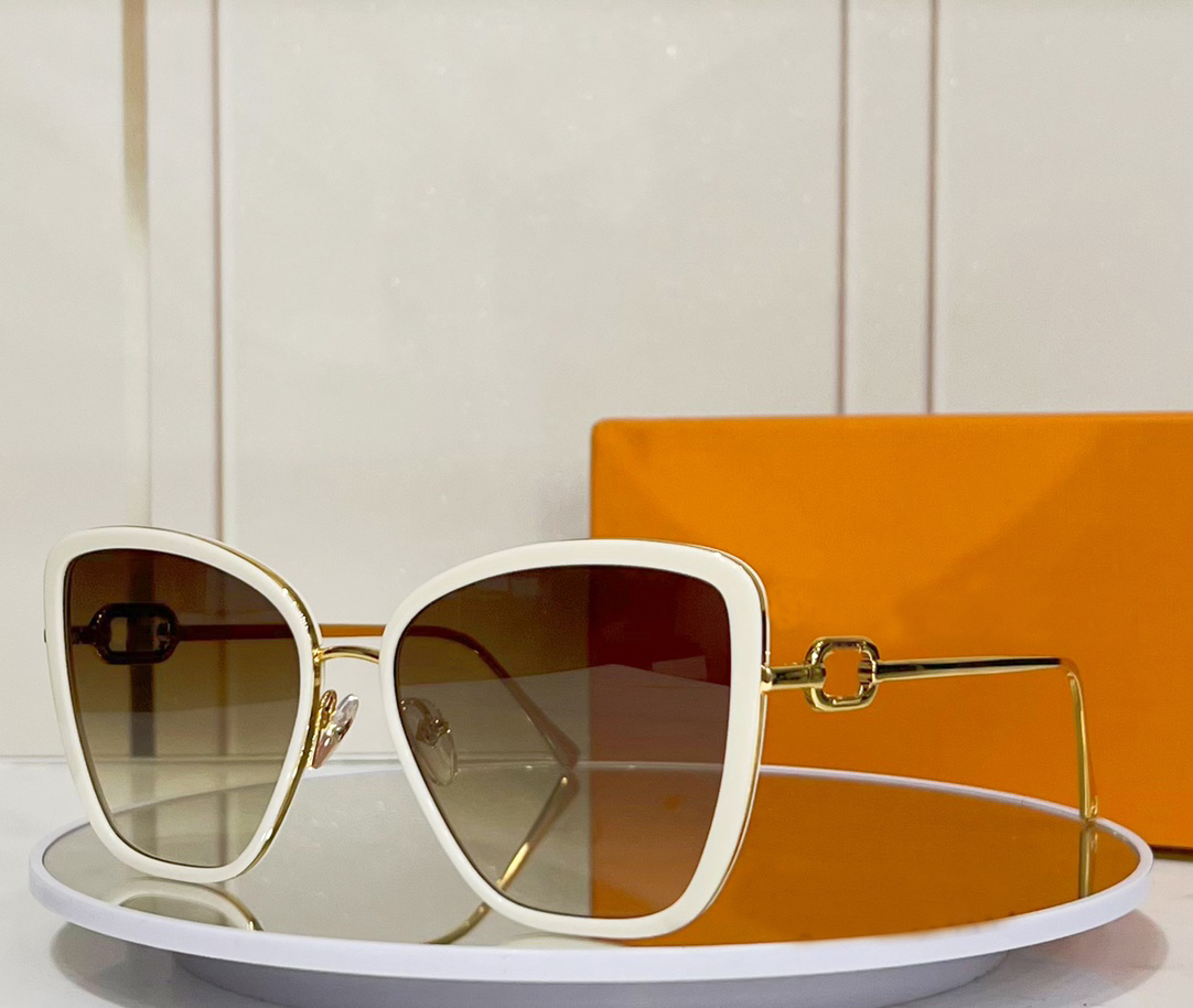 

Gold Metal White Brown Shaded Cat Eye Sunglasses Women Sun Glasses Shades outdoor UV400 Eyewear with Box