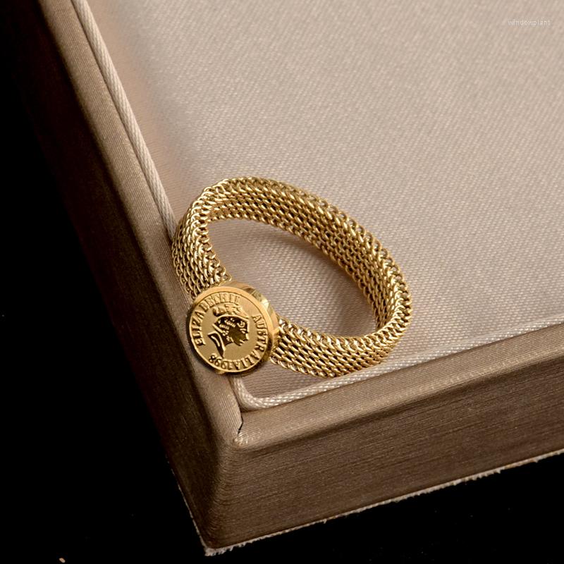 

Cluster Rings 2022 Creative Beauty Head Portrait Gold Titanium Steel For Woman Gothic Jewelry Party Girl's Unusual Ring Student Gift
