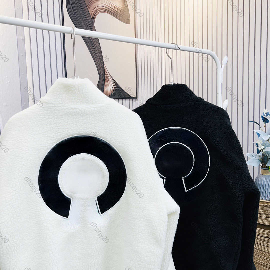 

Ch fleece jacket designer flannel shirt back sanskrit embroidery windproof jacket heavy coat autumn and winter men's and women's warm zipper sweatshirt, White