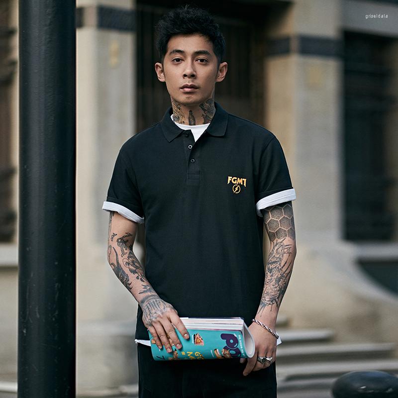 

Men' Polos Casual Loose Polo Shirts Japanese Style Fashion Summer Streetwear Slim Fit Ropa De Hombre Clothing DB60SH, Black