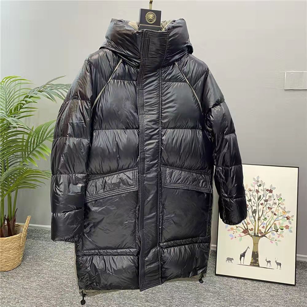 

Down Jacket Parkas Mens Winter Long Coat Thick Warm Tops Breathable Coat Big Size Men Hoodies Man Clothes Windbreakers Hooded Feather Jackets, Black
