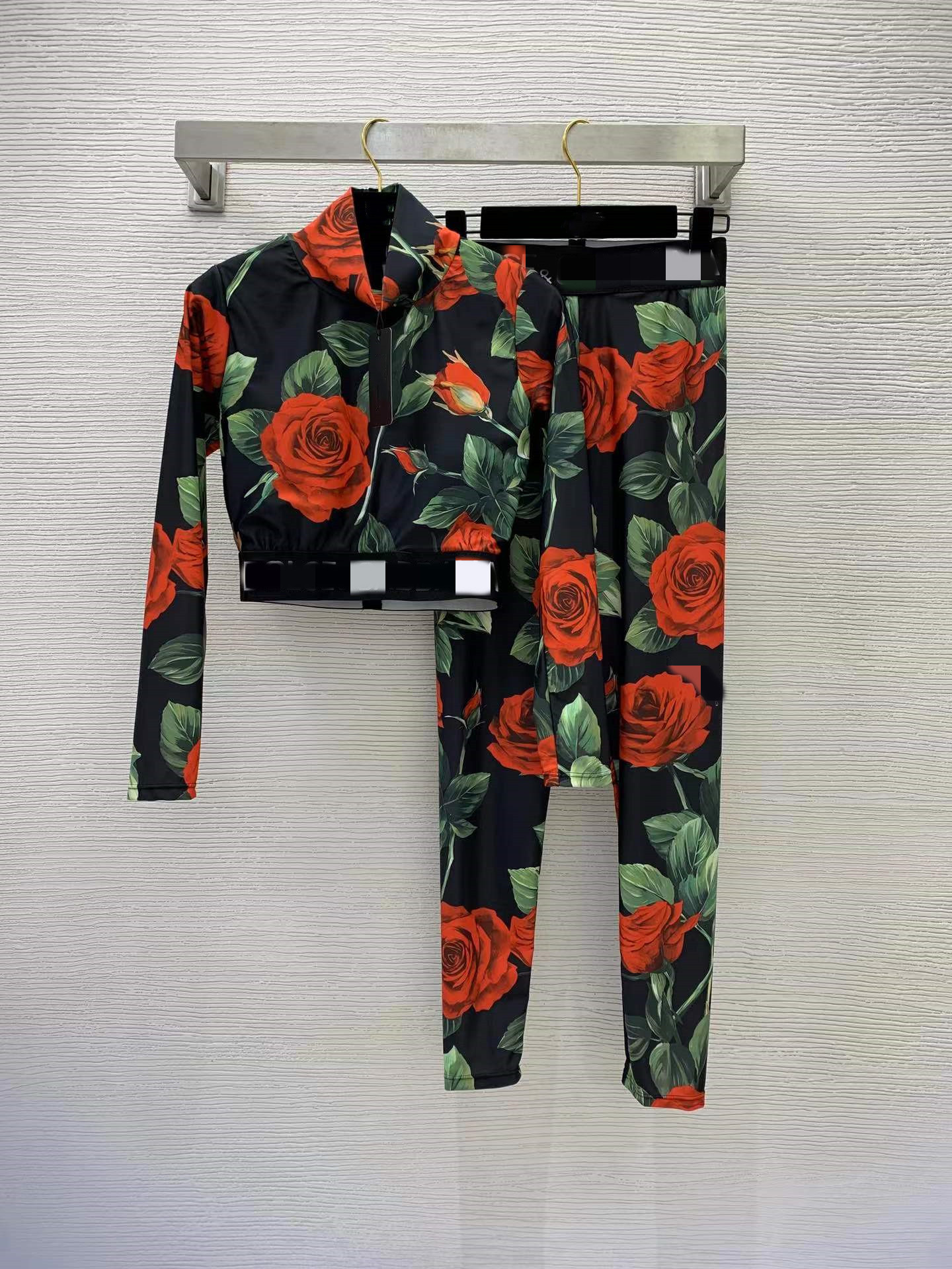 

Luxury Women' Tracksuits 2023 New Spring Summer Stand Collar Long Sleeve Print Tops Brand Same Style Designer Two Piece Sets 122-16, Picture color