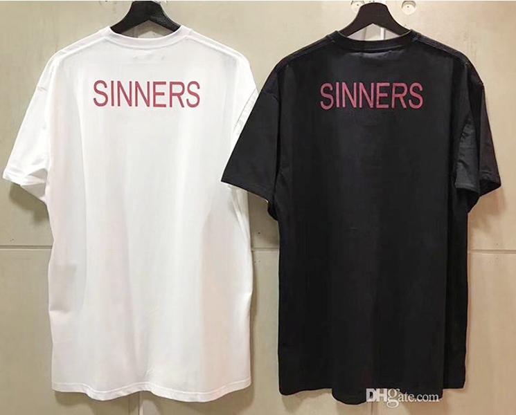 

Fashion TEE Letter Printing Men Women Sinners Golden Print T Shirt Casual Cotton Tee Top, Black