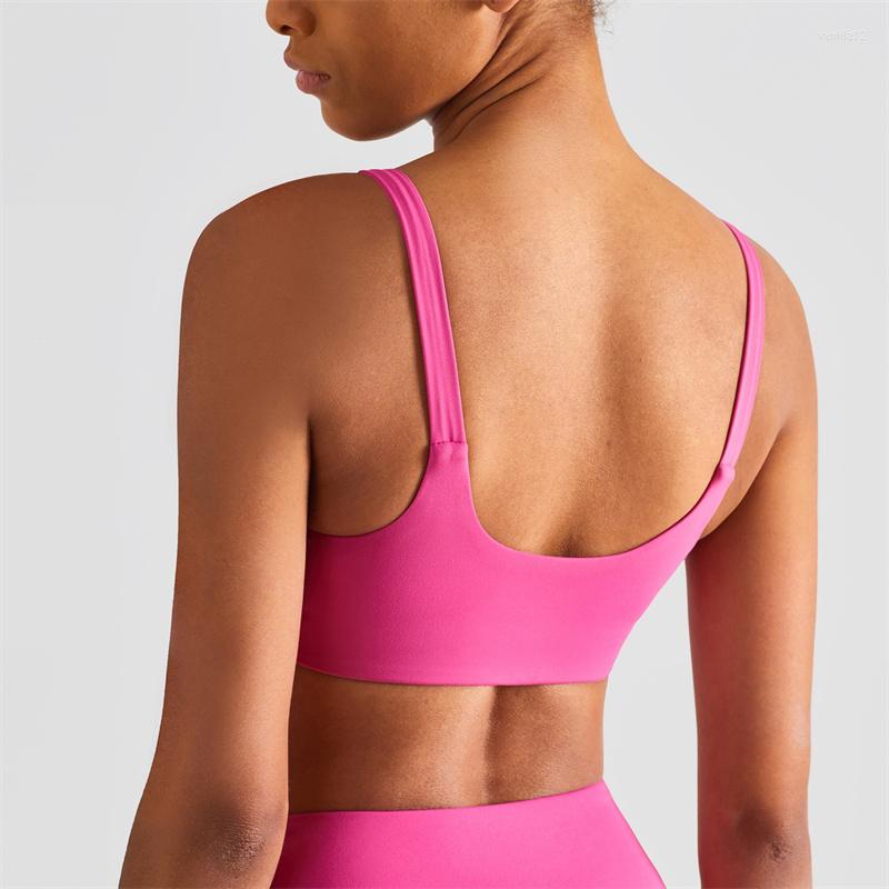 

Yoga Outfit Women's Sports Bra Nude Deep U Beauty Back Sexy Top Seamless Running Gym Training Underwear, Lake blue