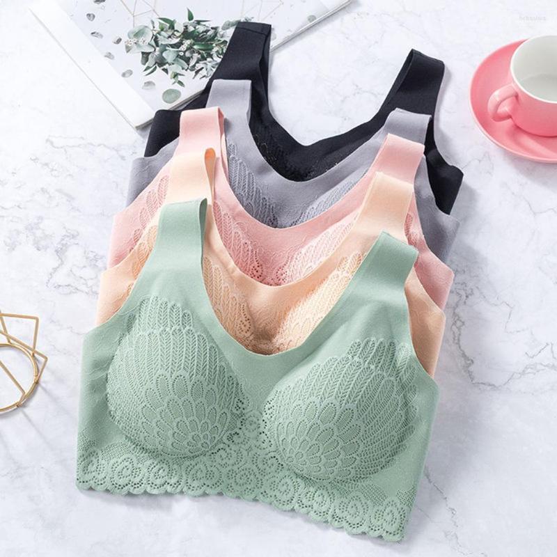 

Yoga Outfit 5 Colors Bras For Women 2022 Est 5D Wireless Contour Bra Lace Breathable Underwear Seamless Sports Running Top, Black